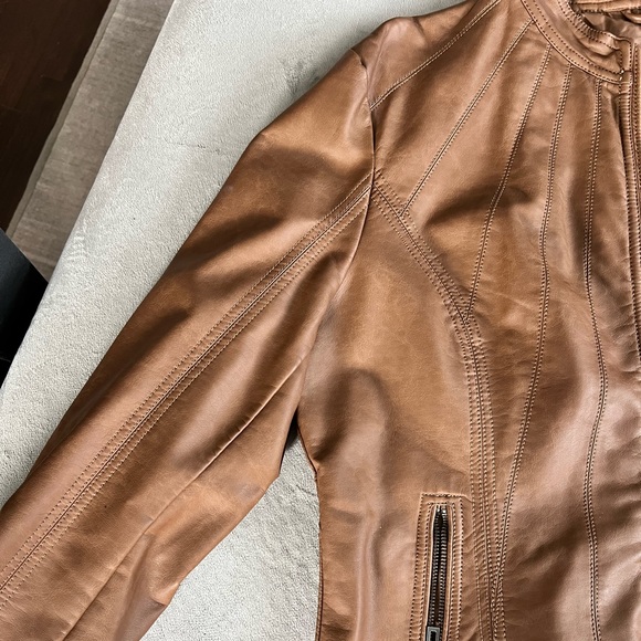 Womens Faux Leather Moto Jacket - Picture 3 of 4